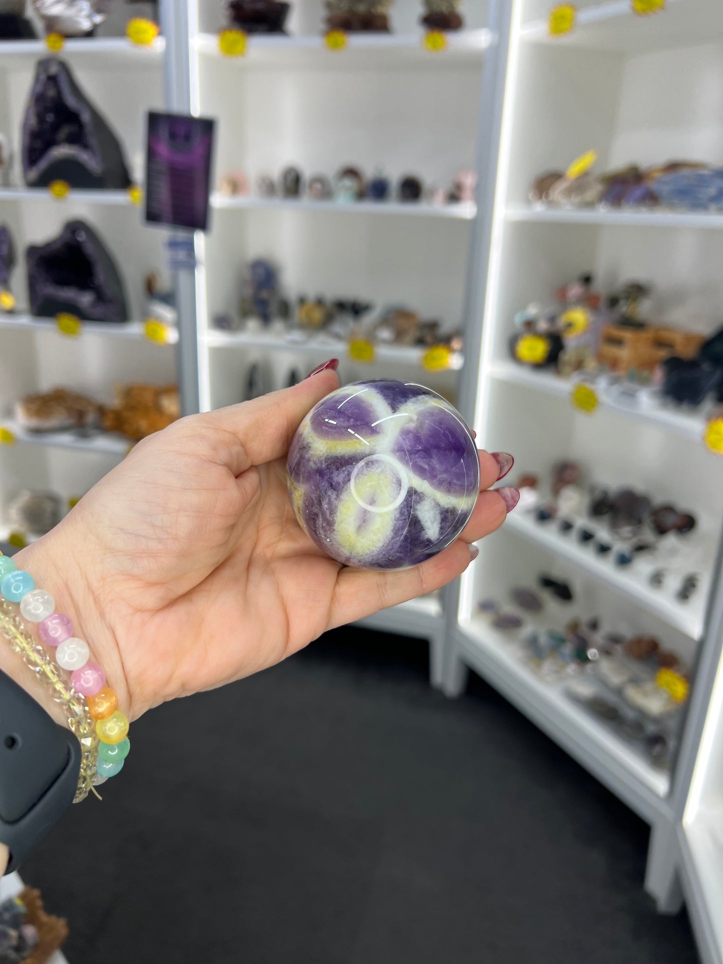 Chevron / Dream Amethyst Sphere with Stand