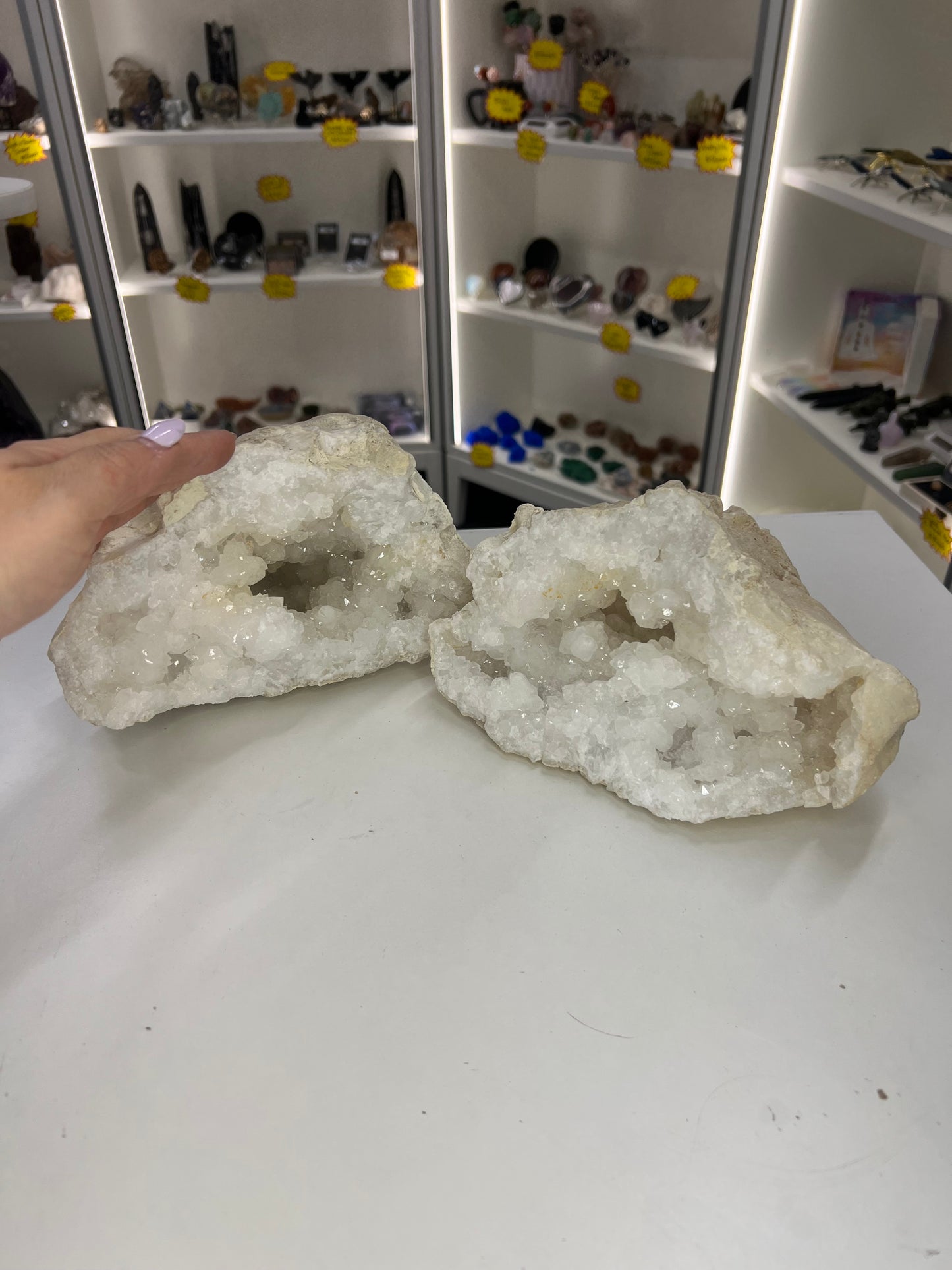 Quartz Geode Pair