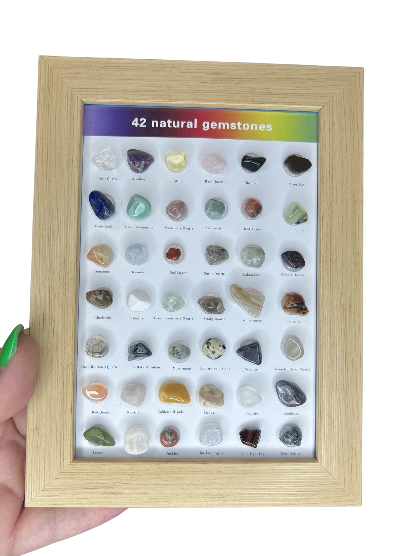 42 Natural Gemstones Framed