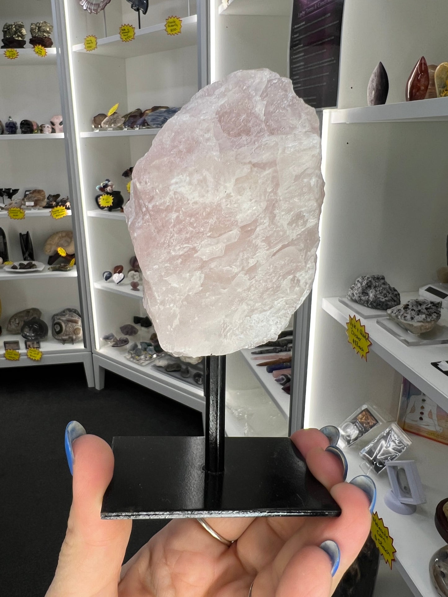 Rose Quartz Raw Specimen on Stand