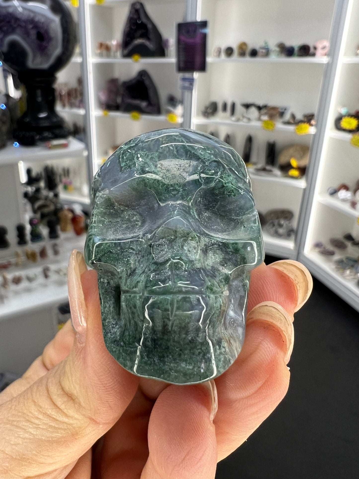 Moss Agate Skull