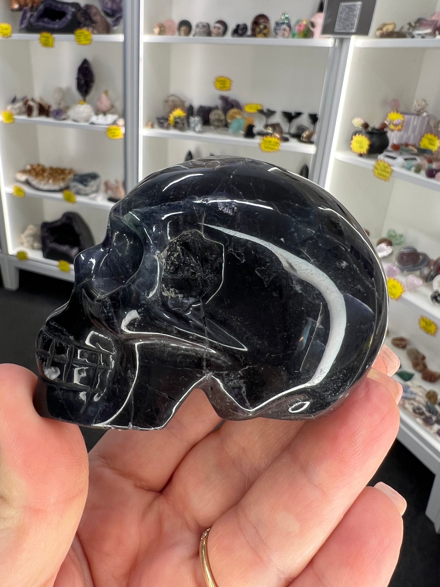Black Fluorite Skull (UV Reactive)