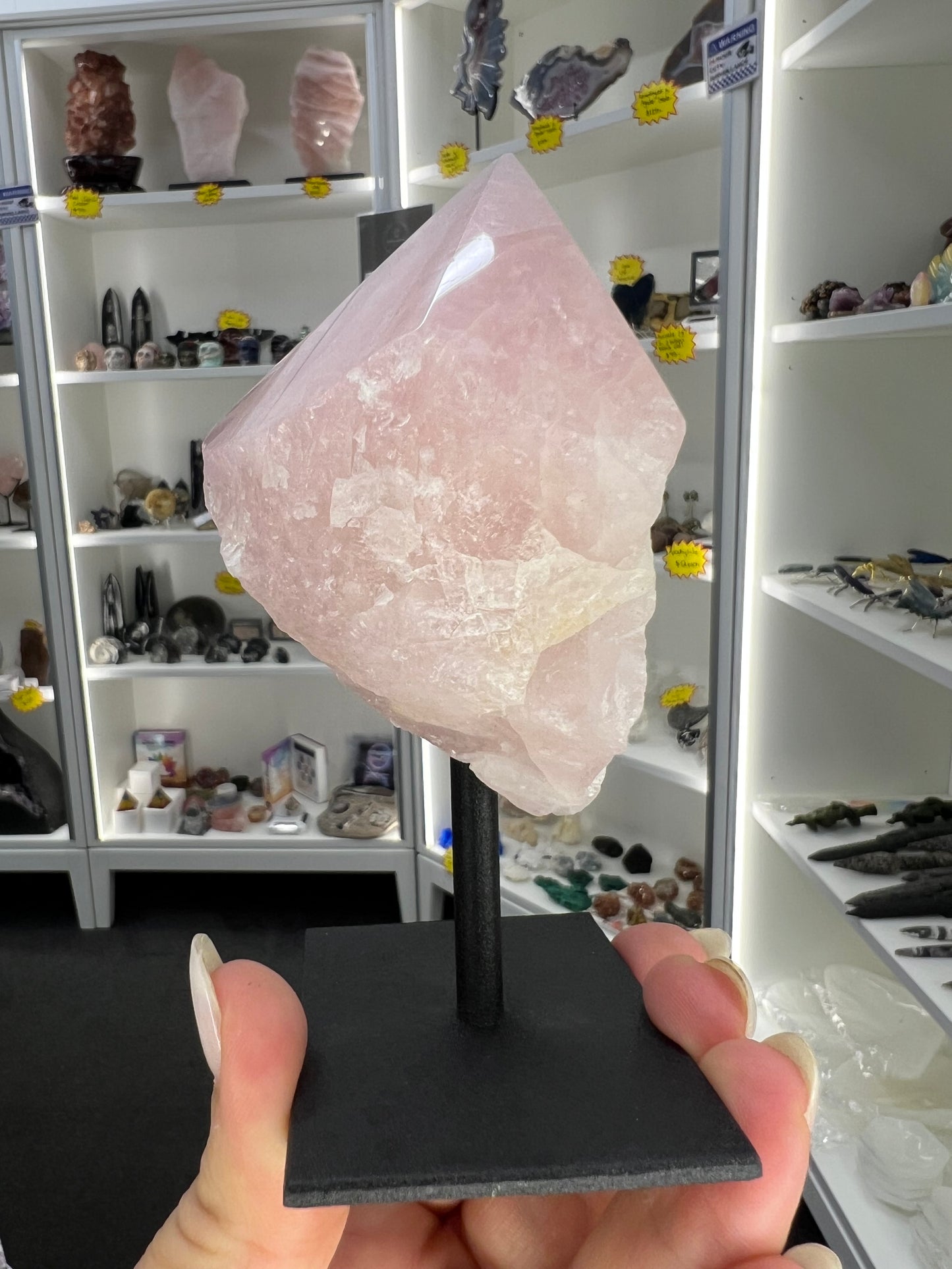 Rose Quartz Point on Stand