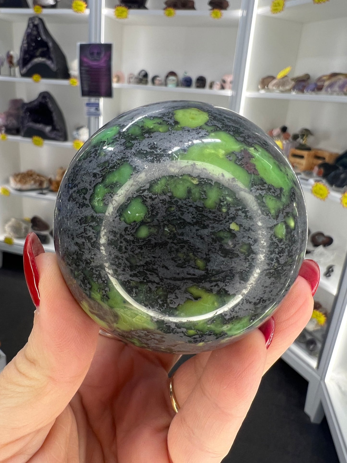 Shungite x Green Opal Sphere on Stand