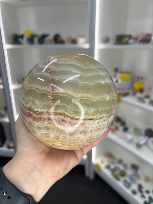 Green Onyx Sphere on Stand