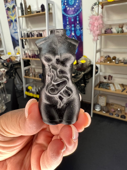 Black Obsidian Lady Torso with Snake