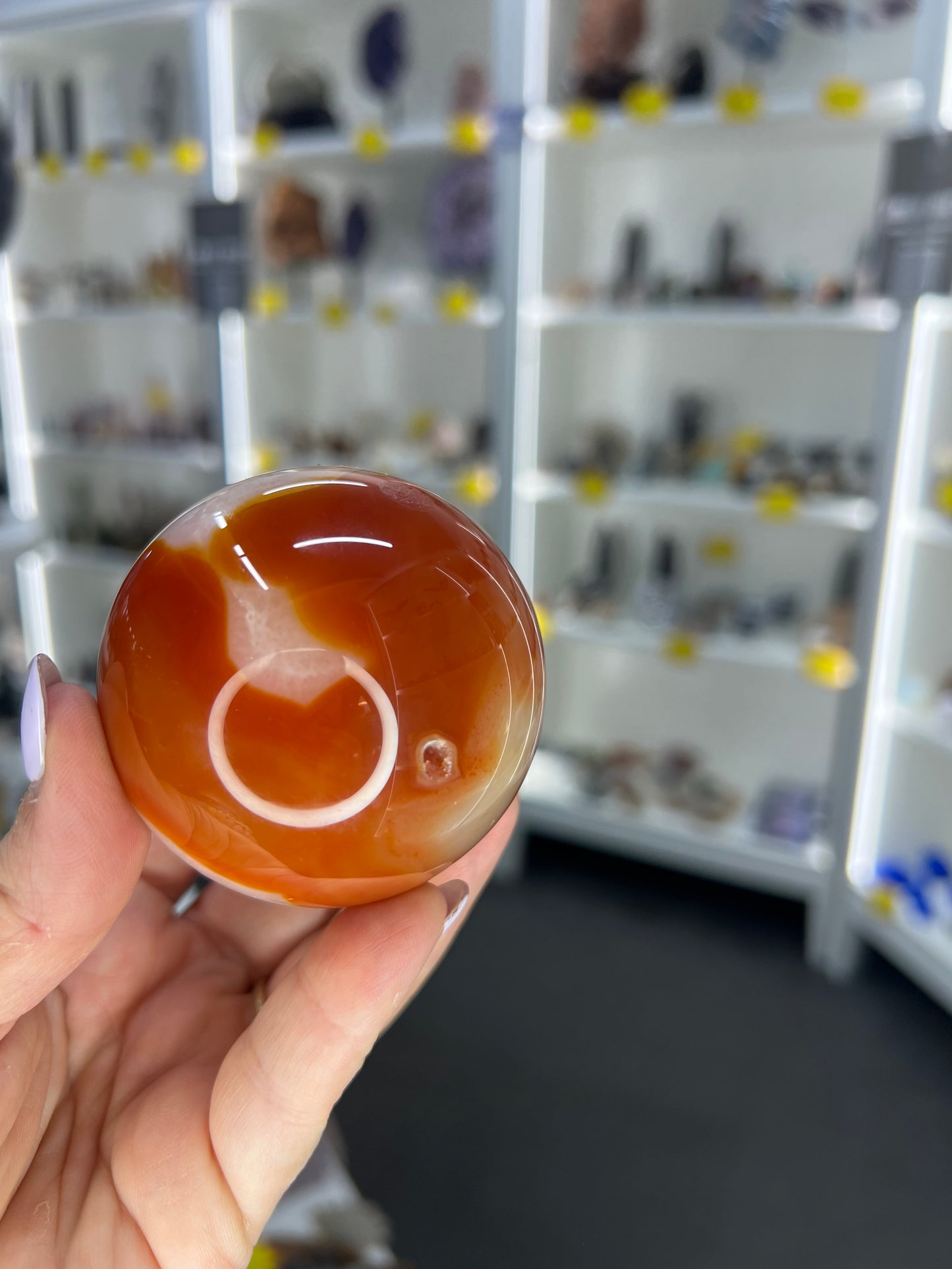 Druzy Carnelian Sphere with Stand