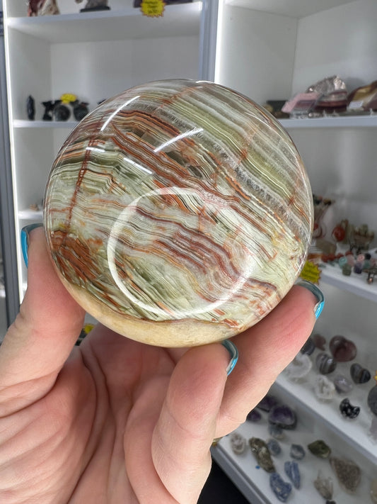 Green Onyx Sphere on Stand
