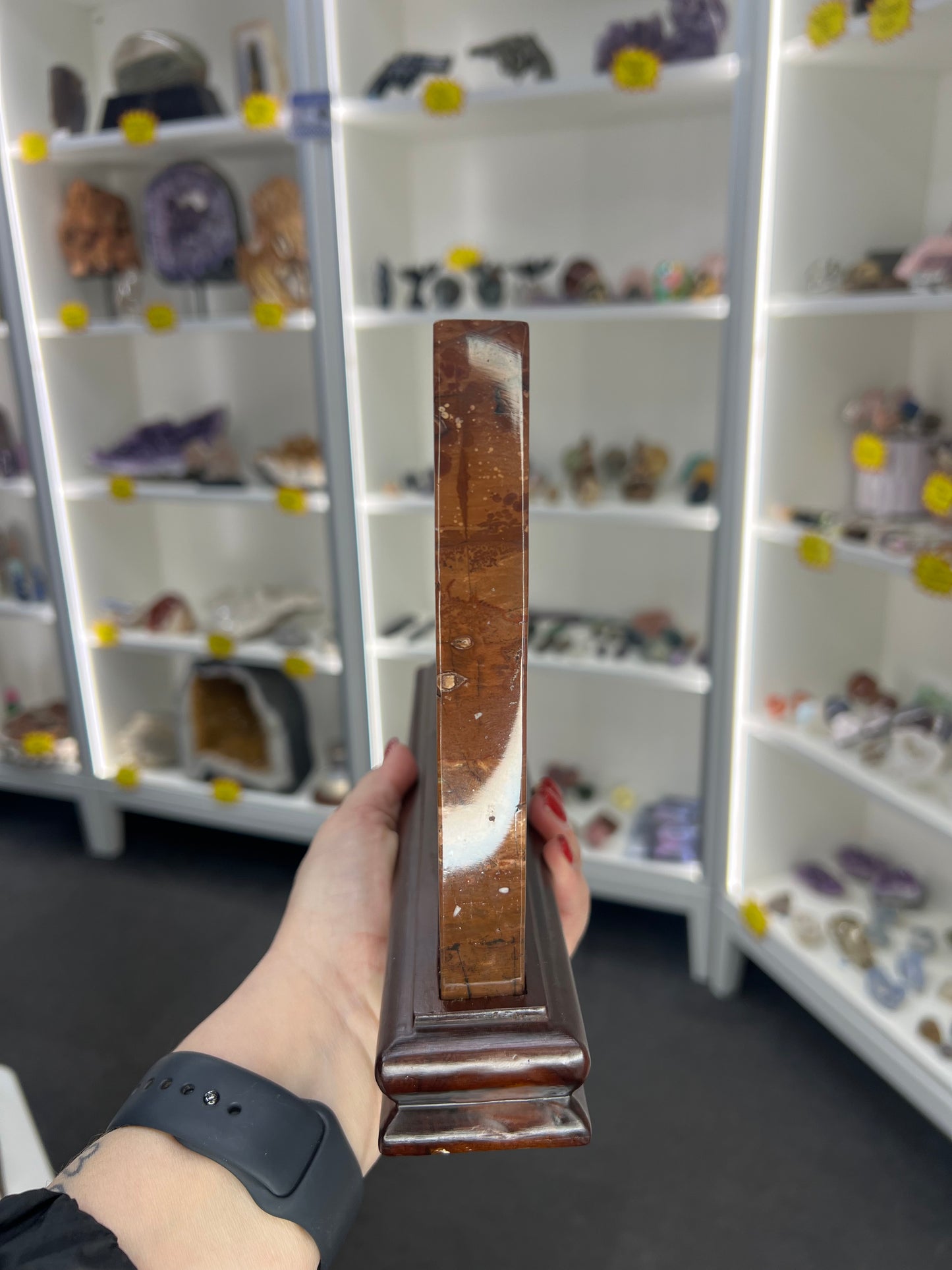 Picture Stone Jasper Slab on Wooden Stand