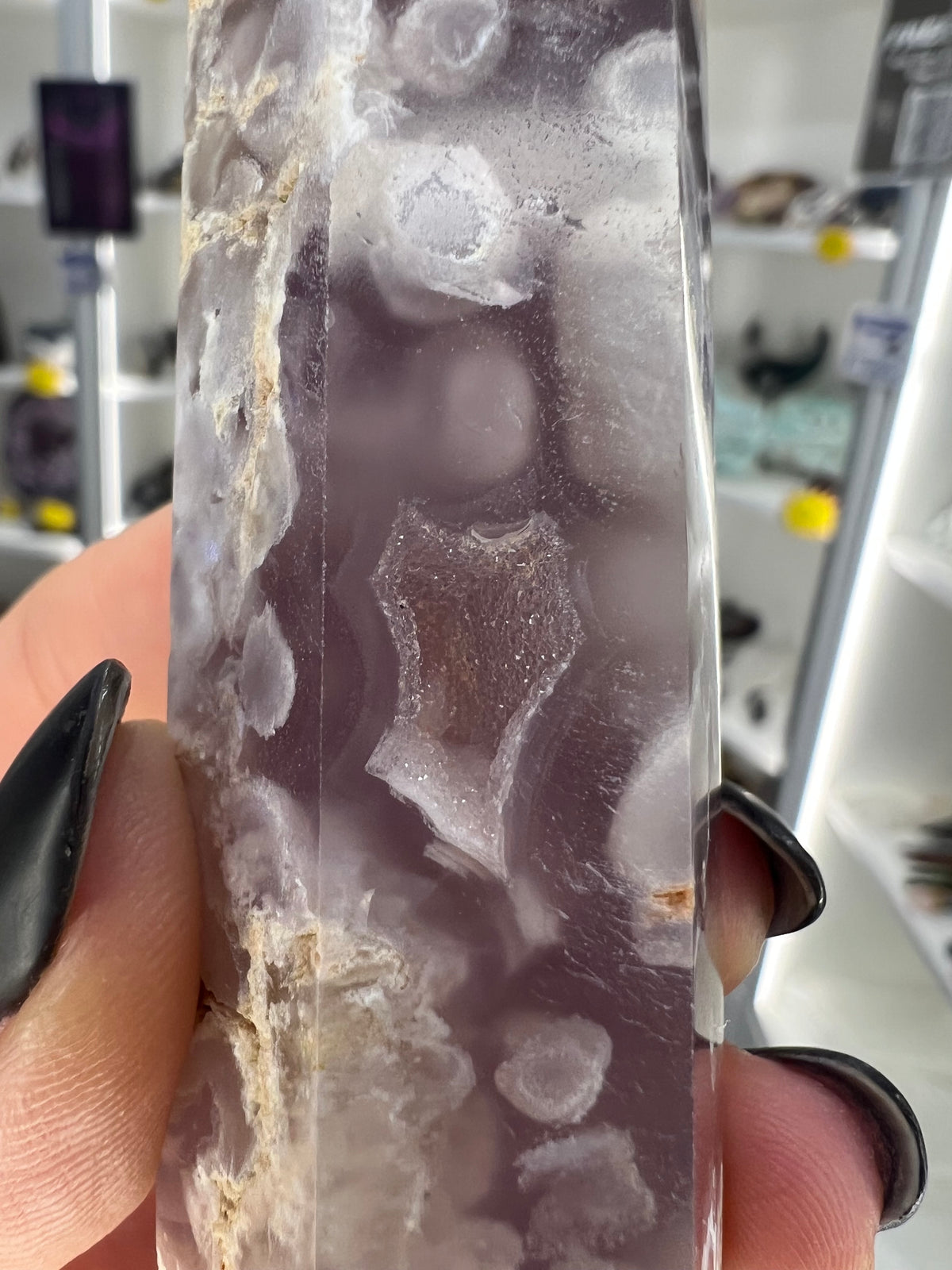 Black Flower Agate Tower