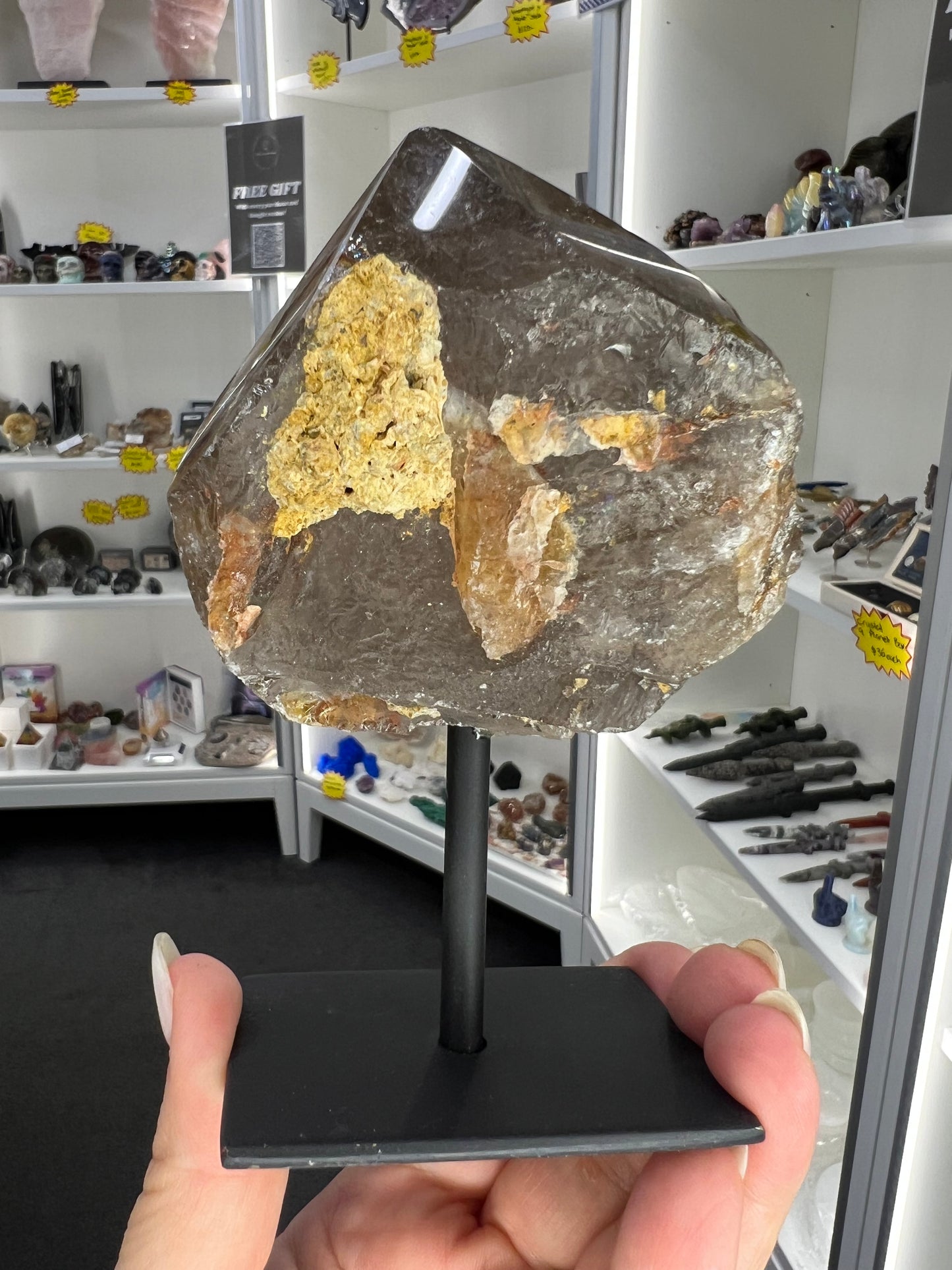 Smoky Quartz Point on Stand