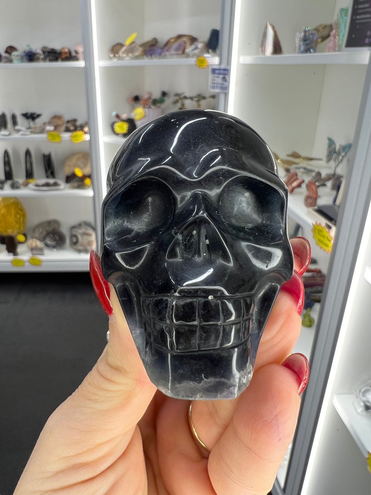 Black Fluorite Skull (UV Reactive)