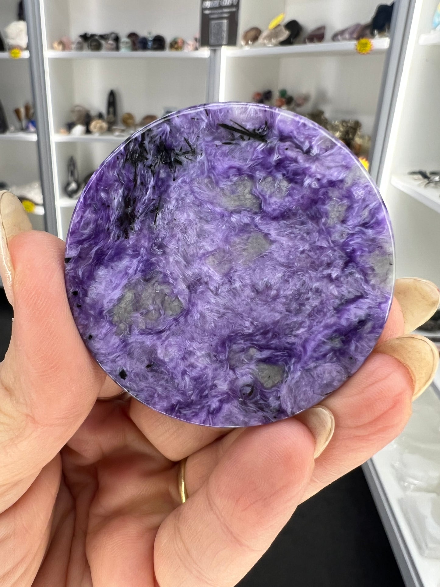 Charoite Disk on Stand
