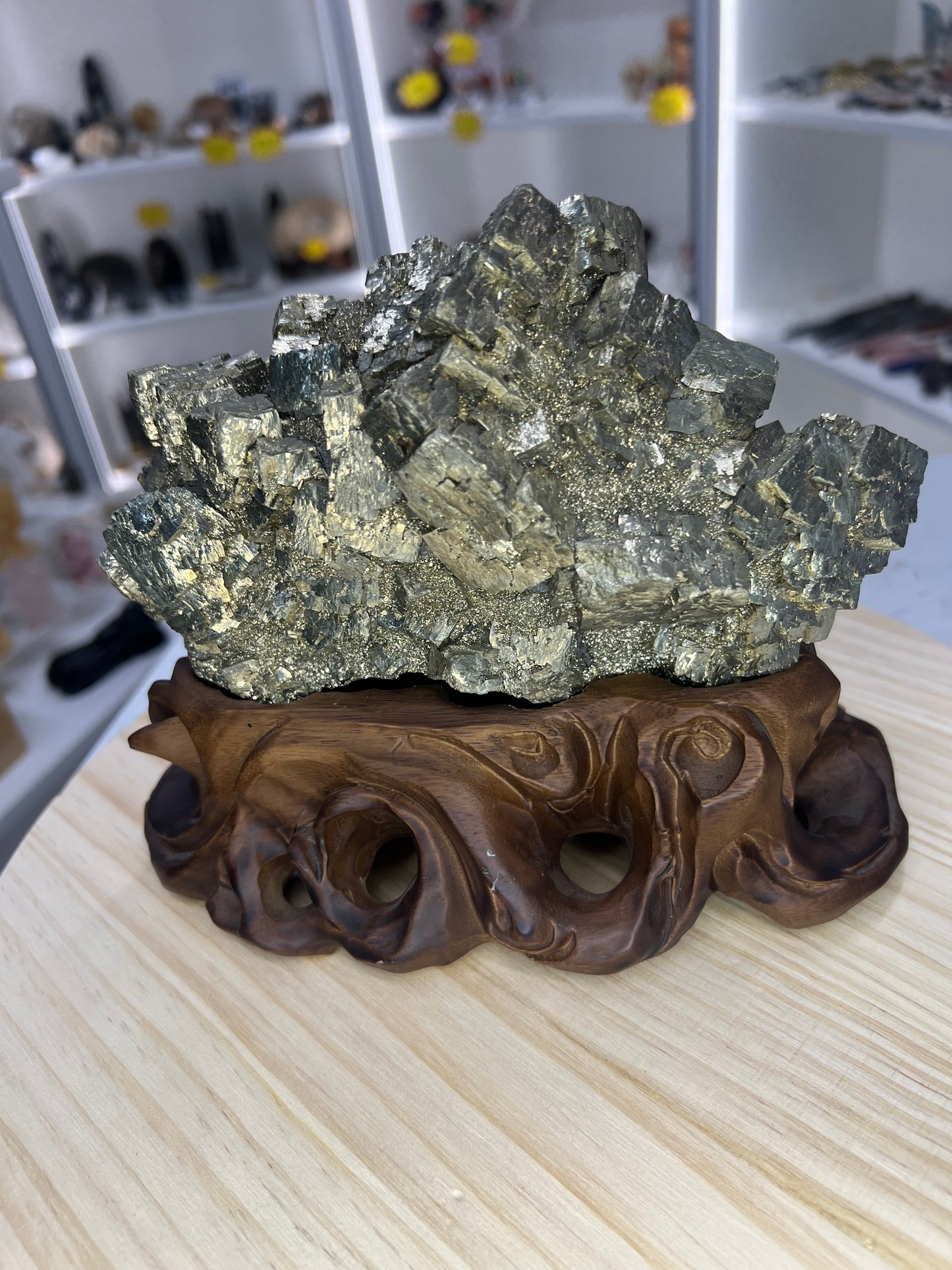 Pyrite Specimen on Custom Stand