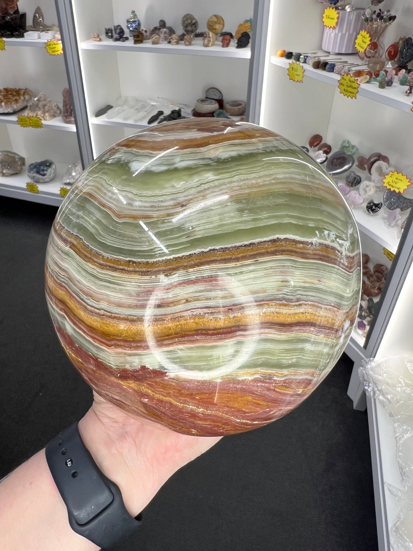 Green Onyx Sphere with Stand
