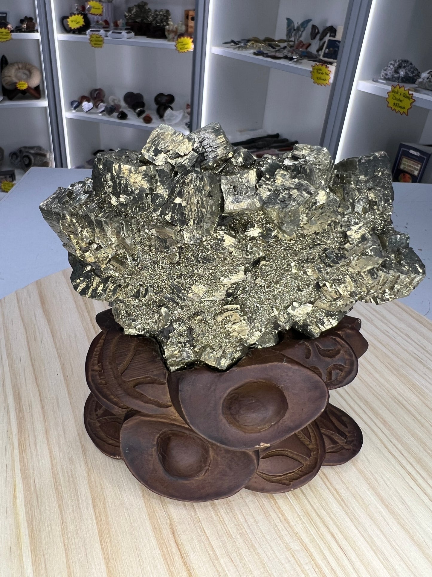 Pyrite Specimen on Custom Stand