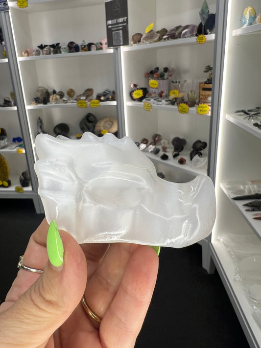 Selenite Dragon Head