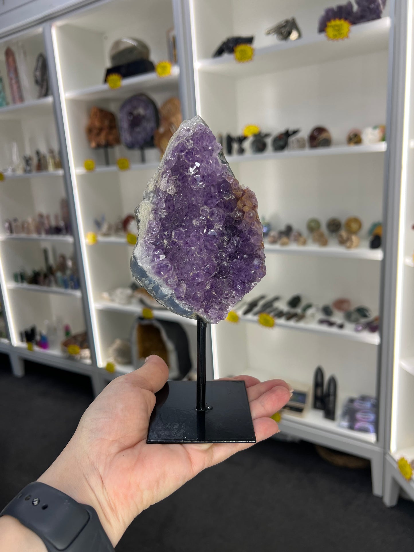 Amethyst Cluster on Metal Stand