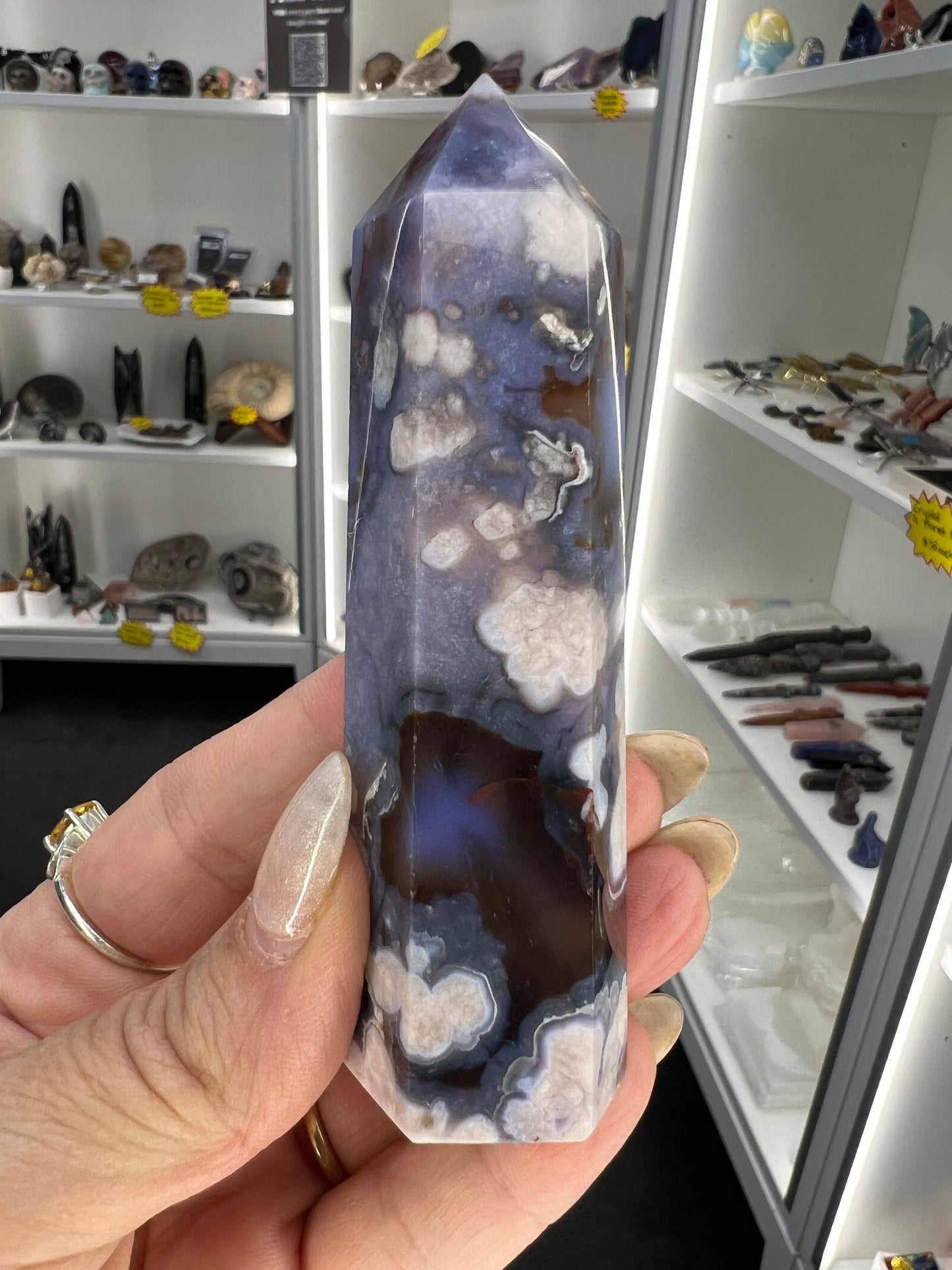 Blue Flower Agate Tower