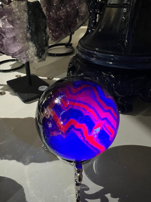 Black Fluorite Sphere with Stand
