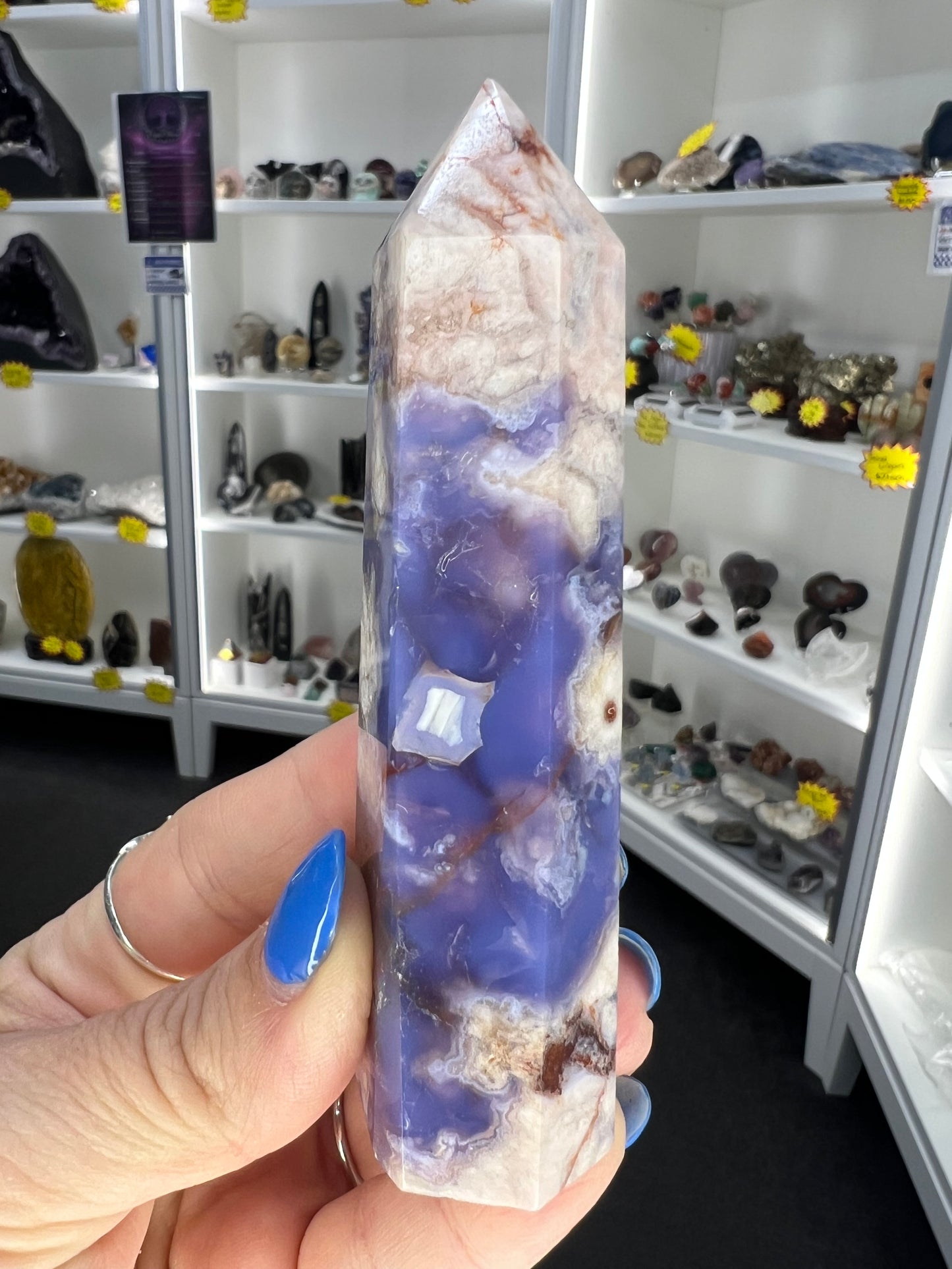 Blue Flower Agate Tower