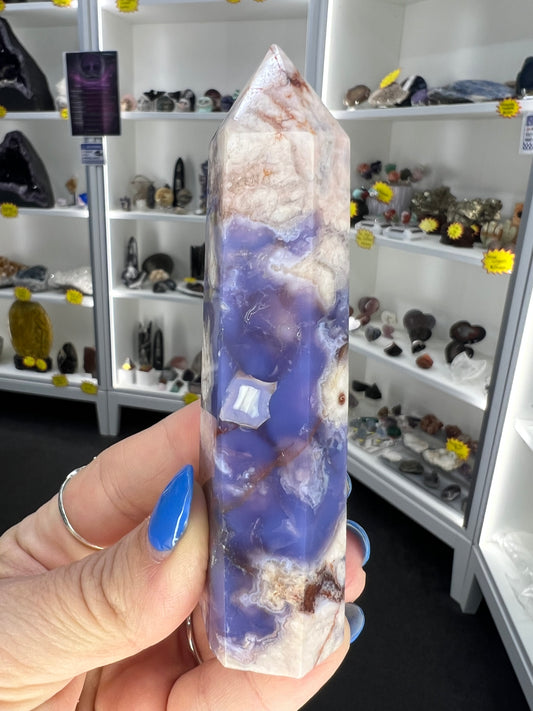 Blue Flower Agate Tower