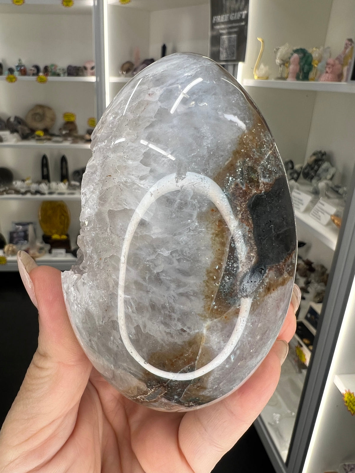 Druzy Agate Egg with Stand