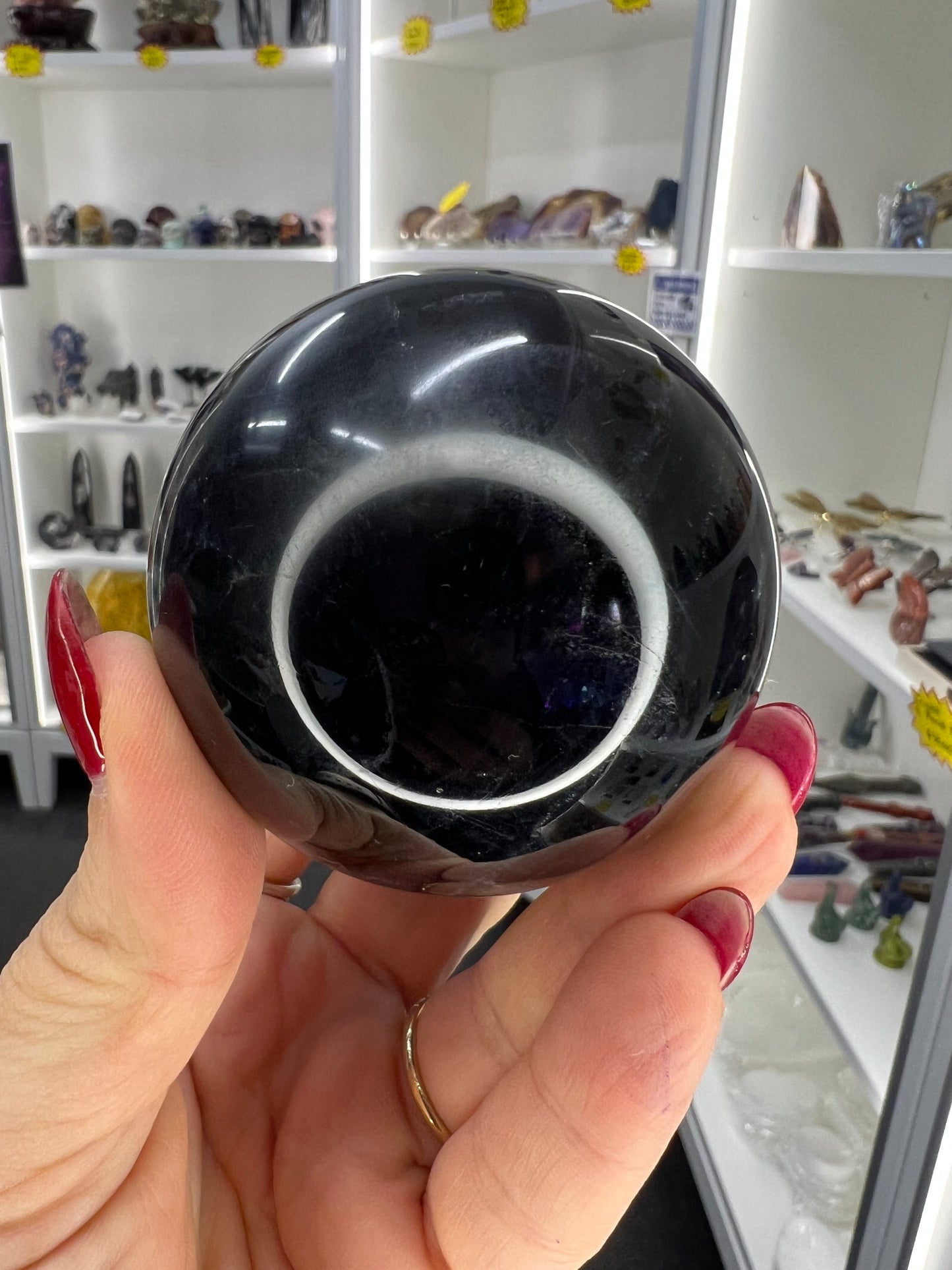 Black Fluorite Sphere on Stand (UV Reactive)