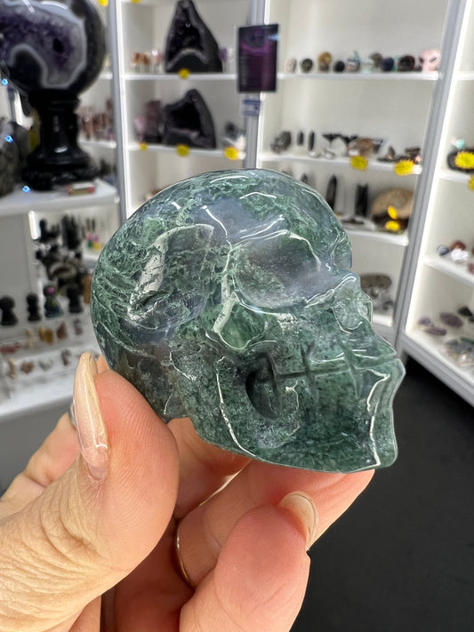 Moss Agate Skull