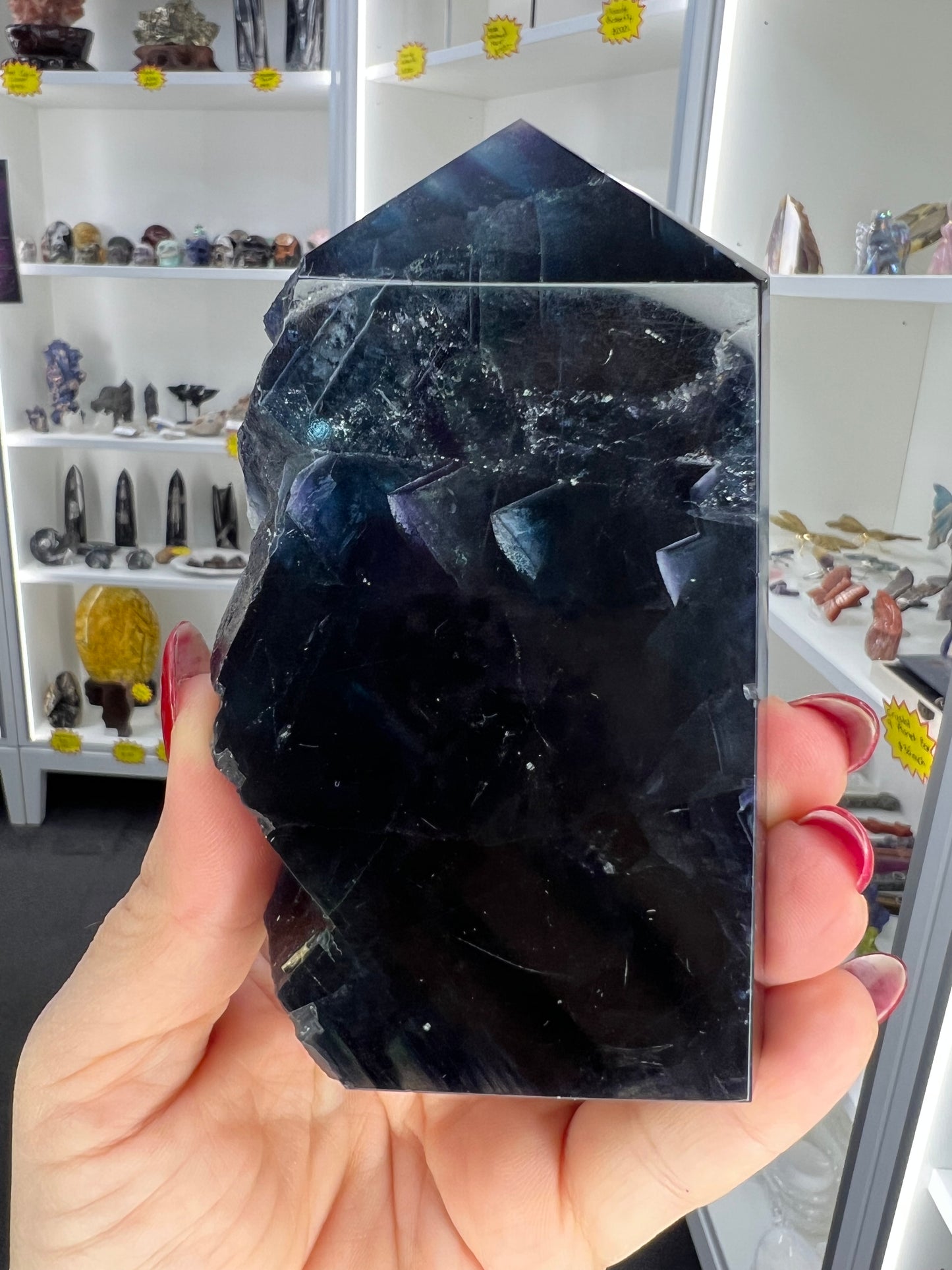 Black Fluorite Slab / Tower (UV Reactive)