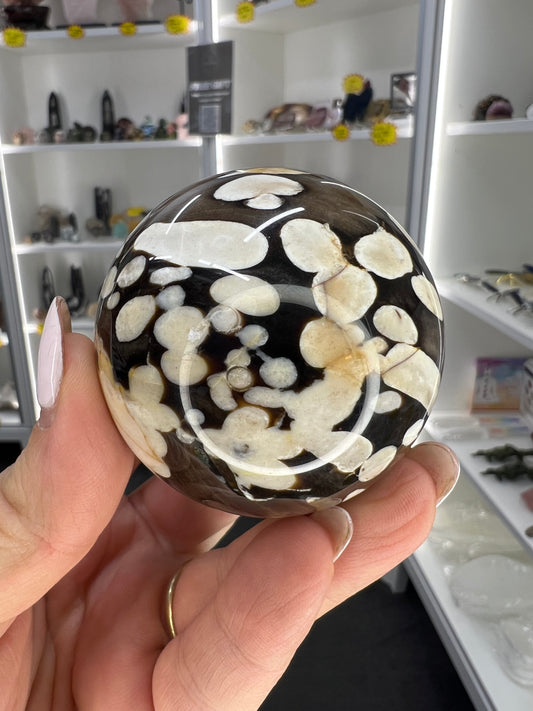 Peanutwood Jasper Sphere on Stand