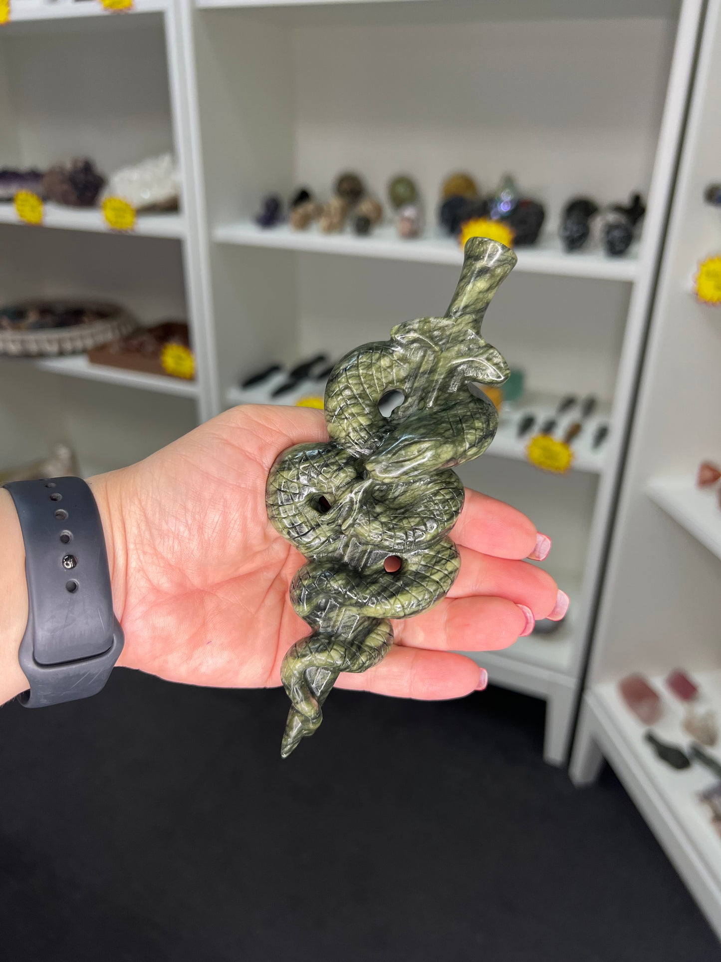 Green Jade Snake on Sword
