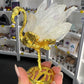 Clear Quartz Cluster on Gold Flamingo