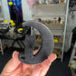 Black Obsidian Cat on Moon with Stand