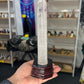 Clear Quartz Tower with Wooden Stand