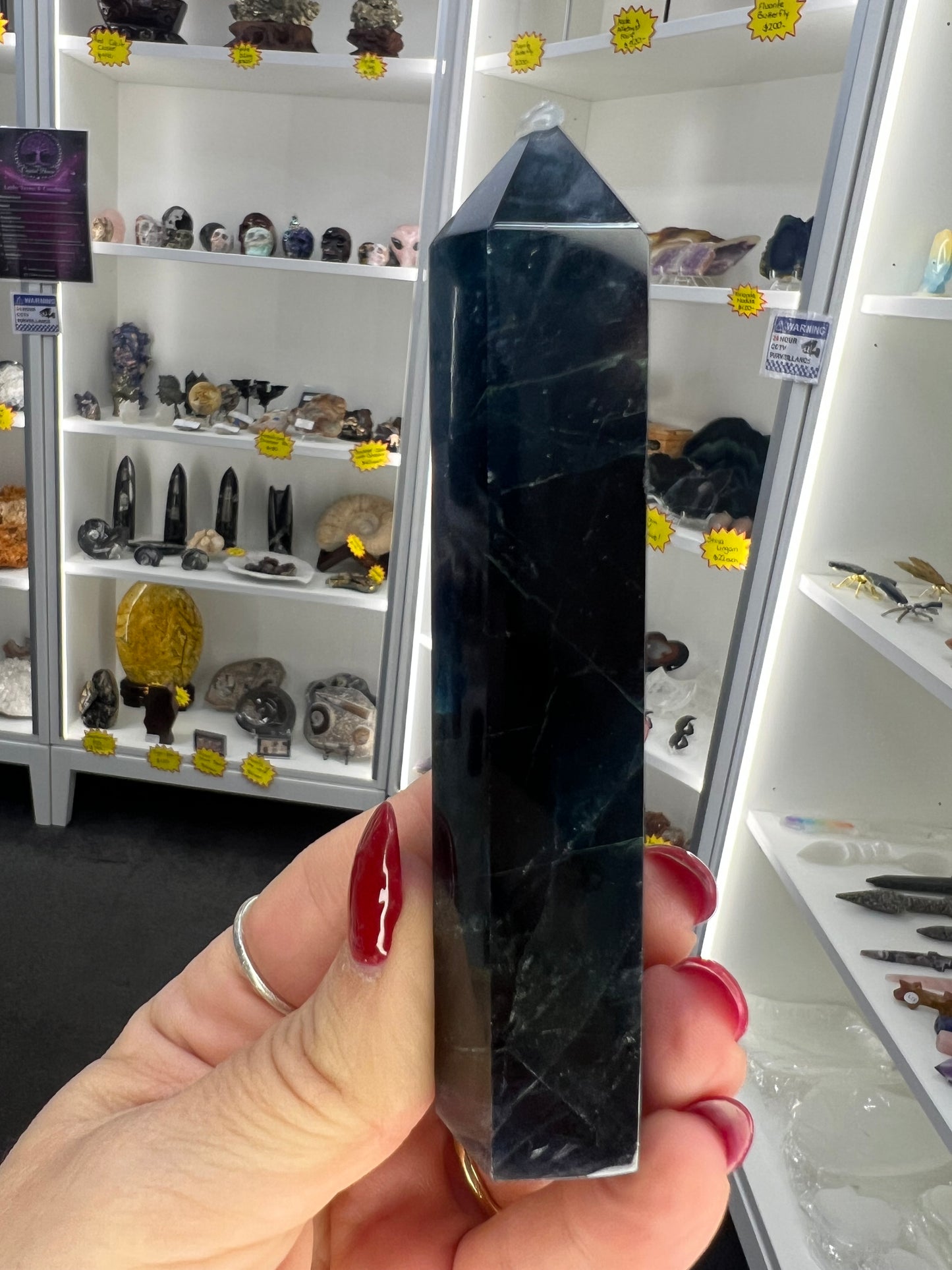 Black Fluorite Tower (UV Reactive)