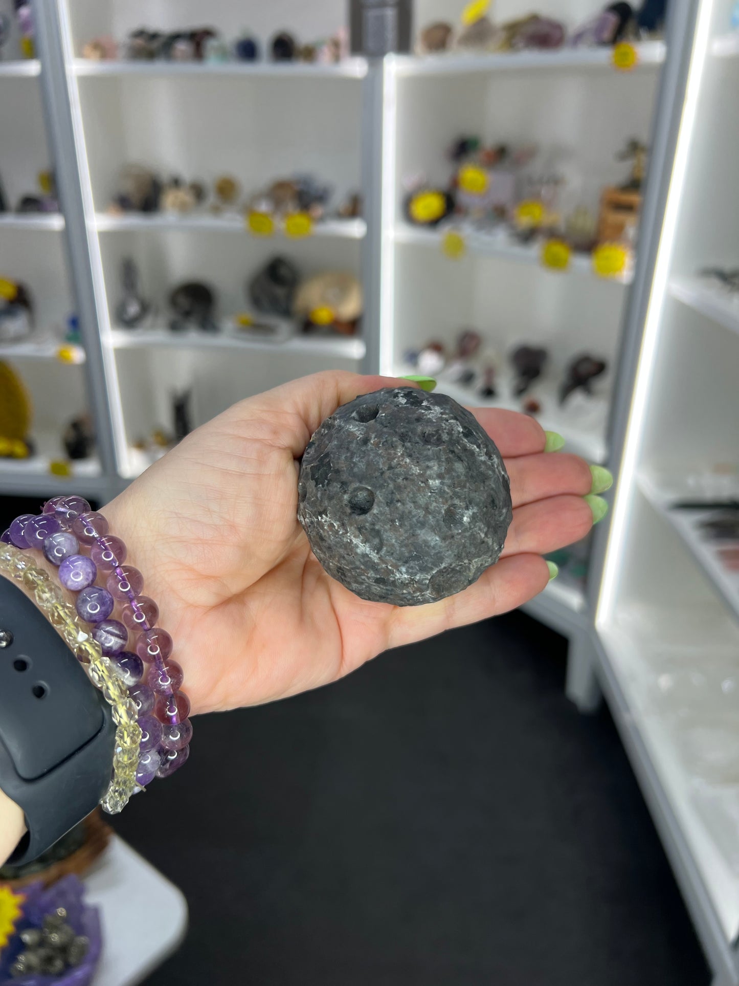 Yooperlite Moon Sphere on Stand (UV Reactive)