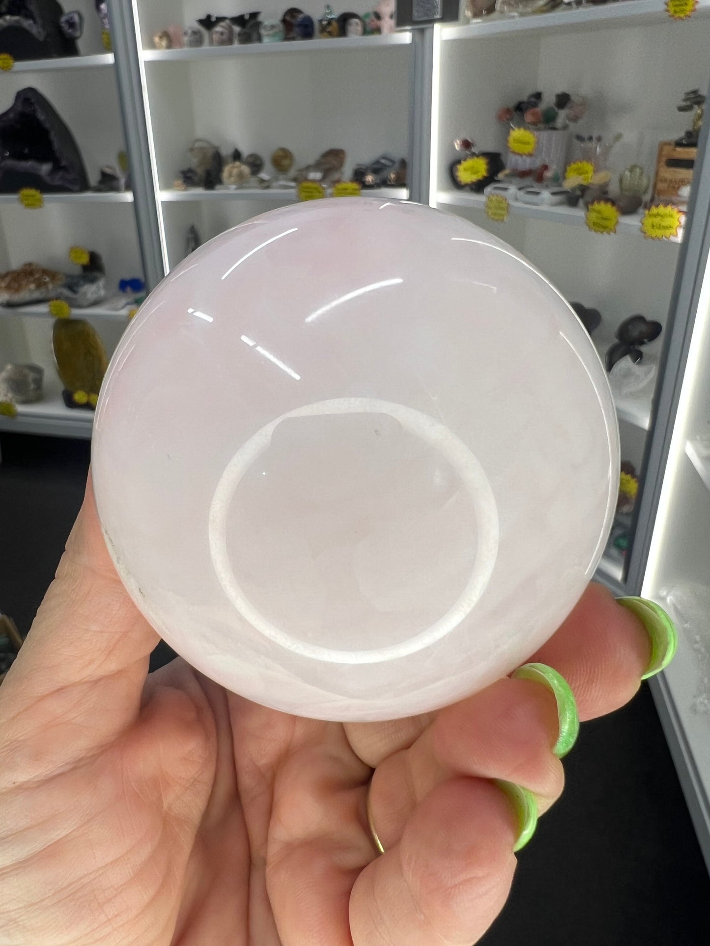 Pink Calcite Sphere on Stand