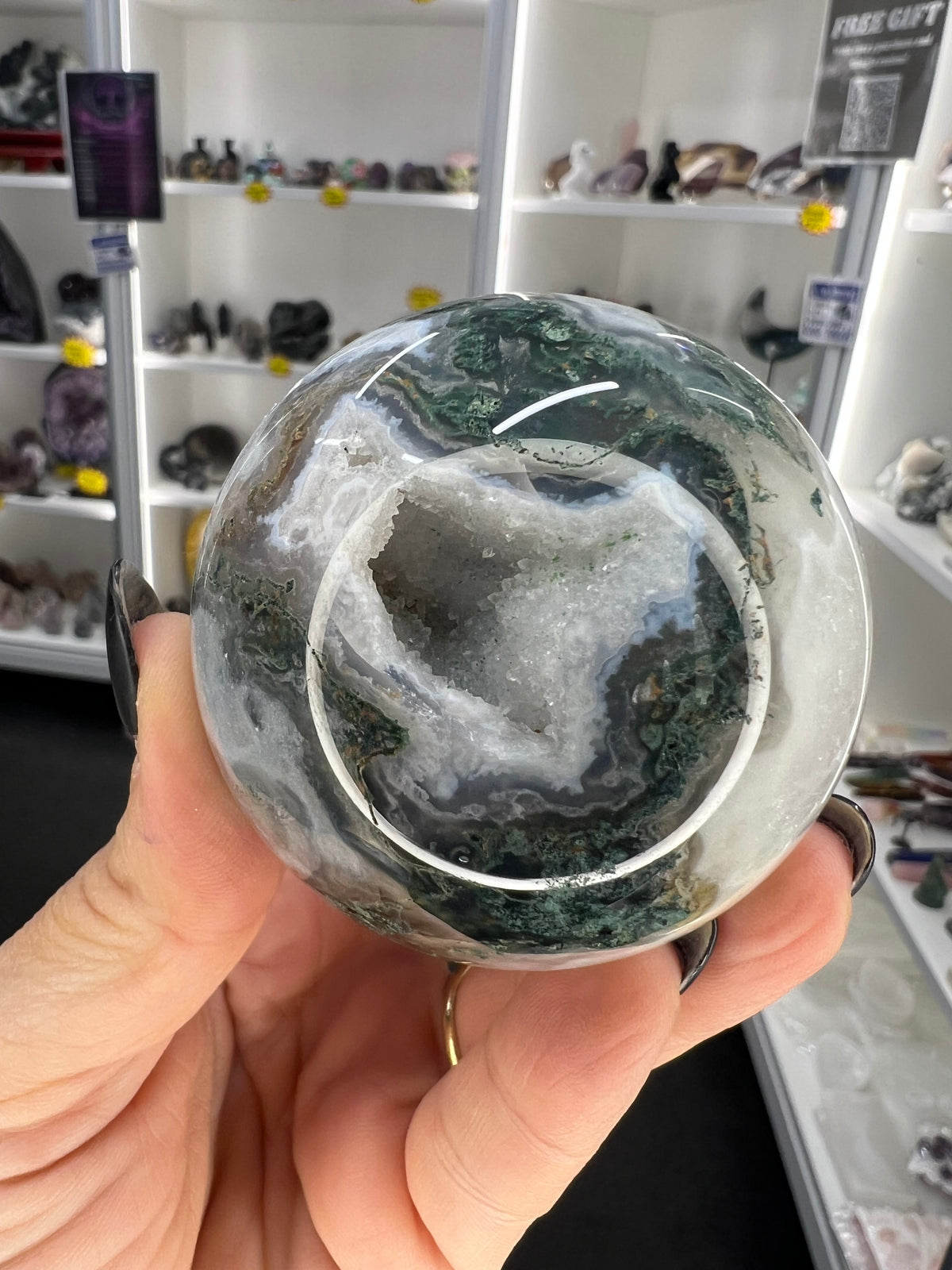 Moss Agate Sphere with Stand