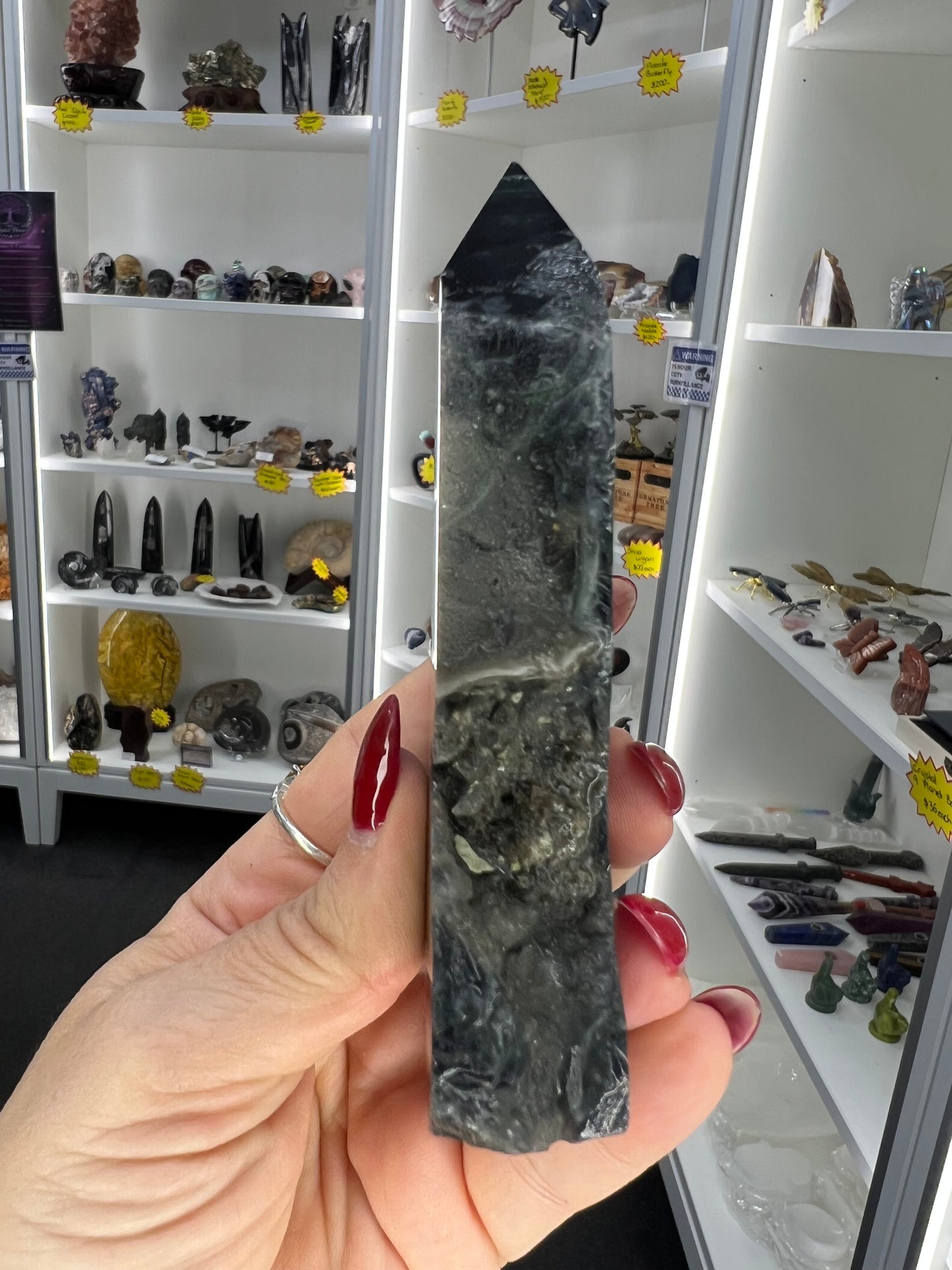 Black Fluorite Slab / Tower (UV Reactive)
