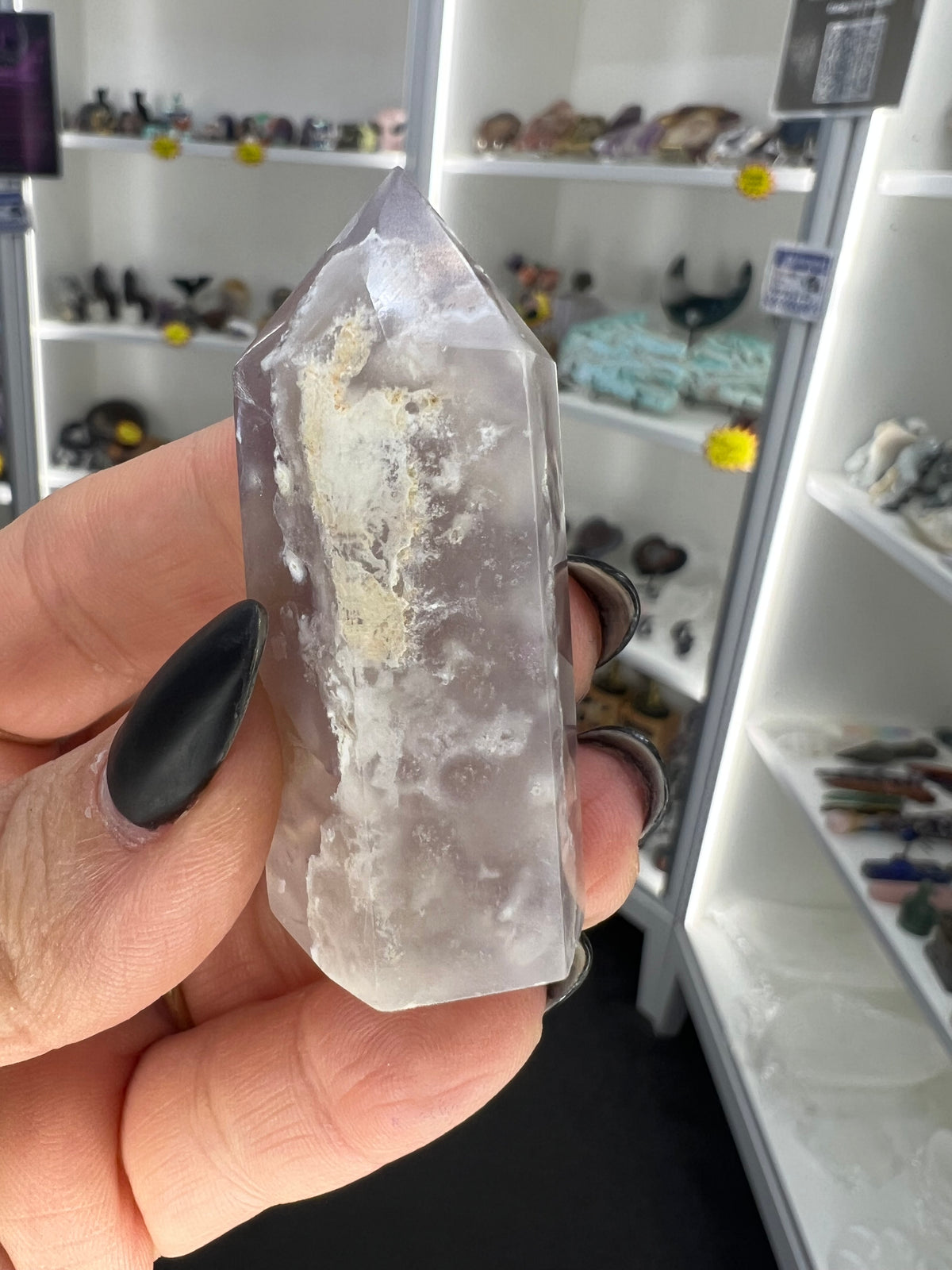 Black Flower Agate Tower