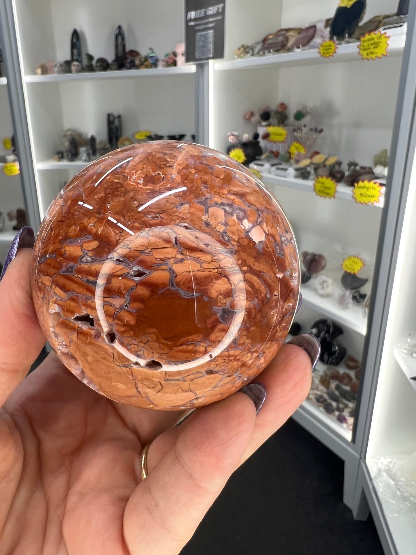 Pink Agate Sphere with Stand