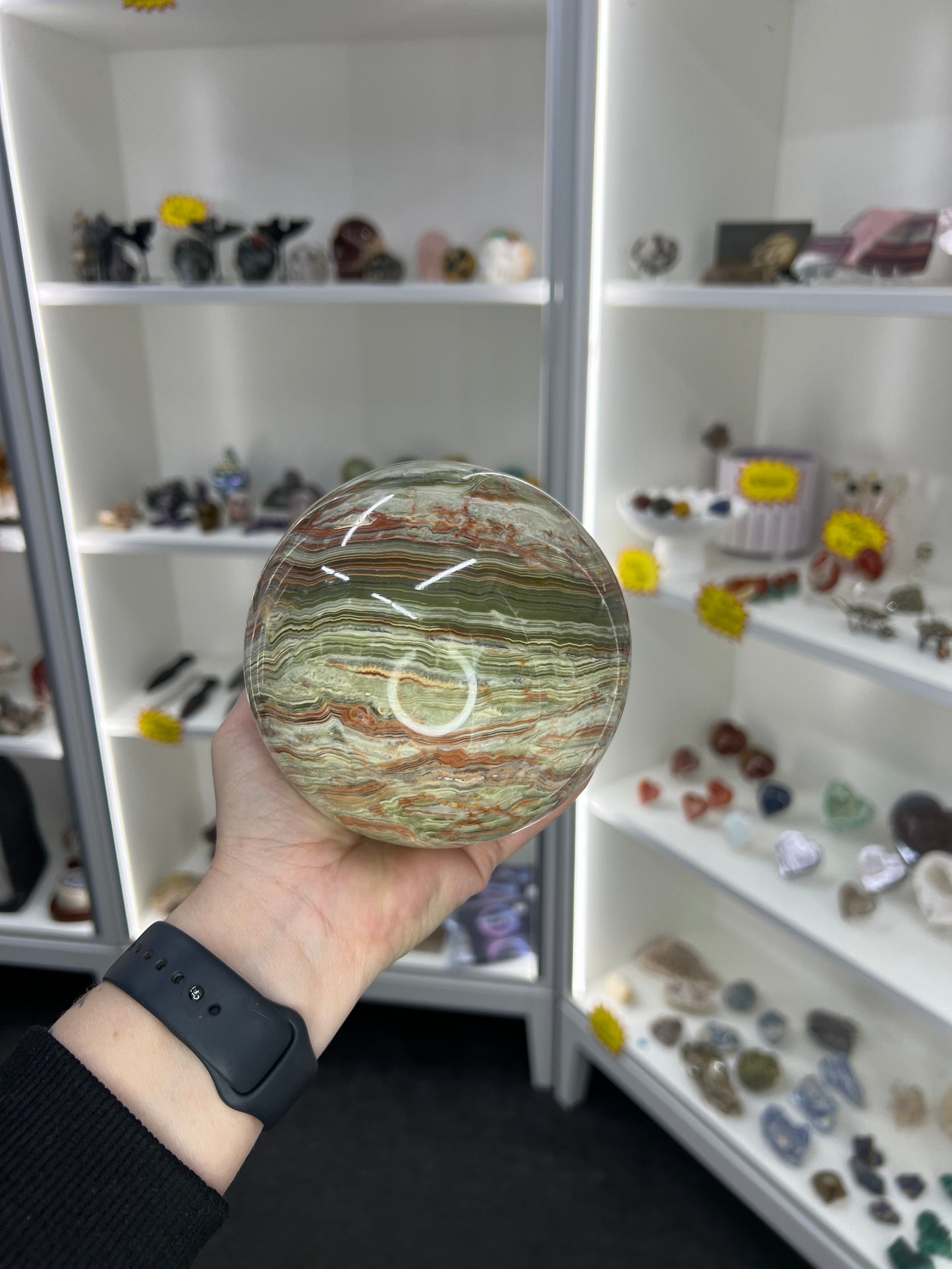 Green Onyx Sphere with Stand