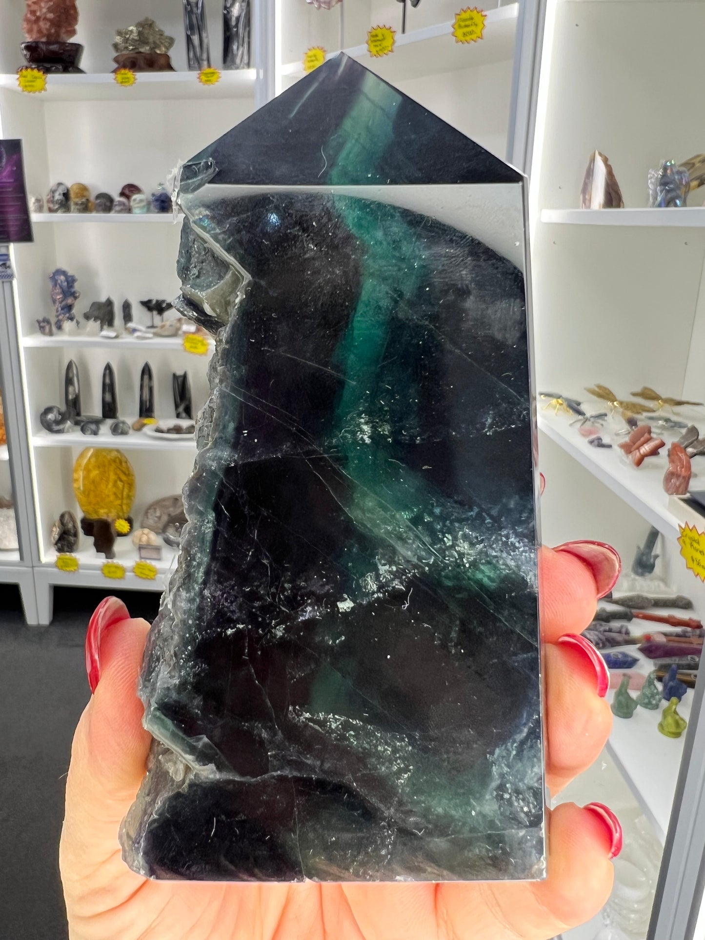 Black Fluorite Slab / Tower (UV Reactive)