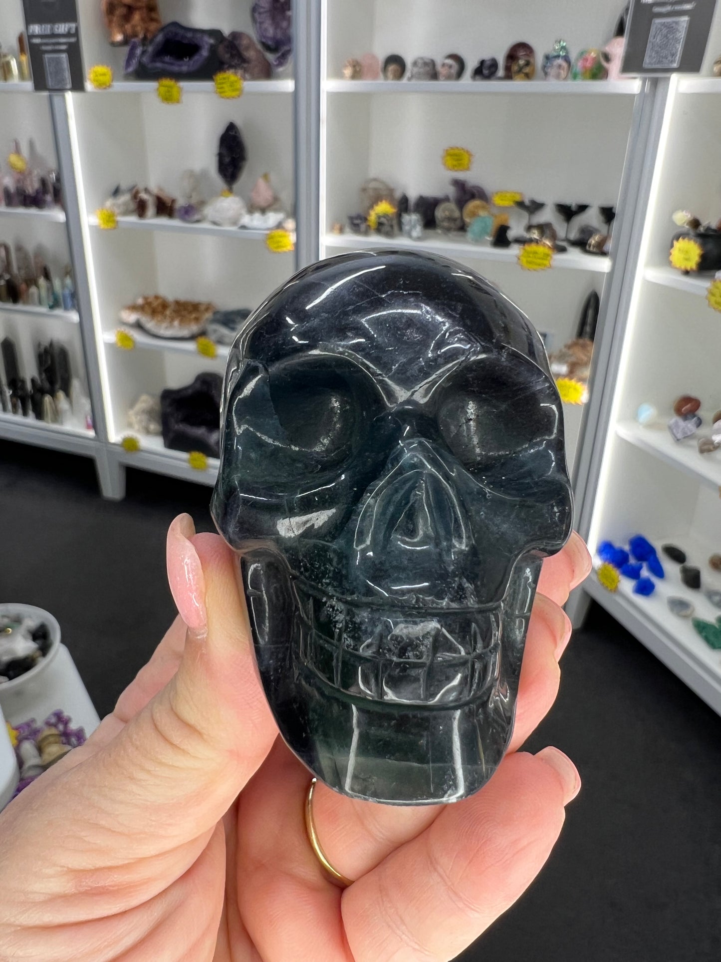 Black Fluorite Skull (UV Reactive)