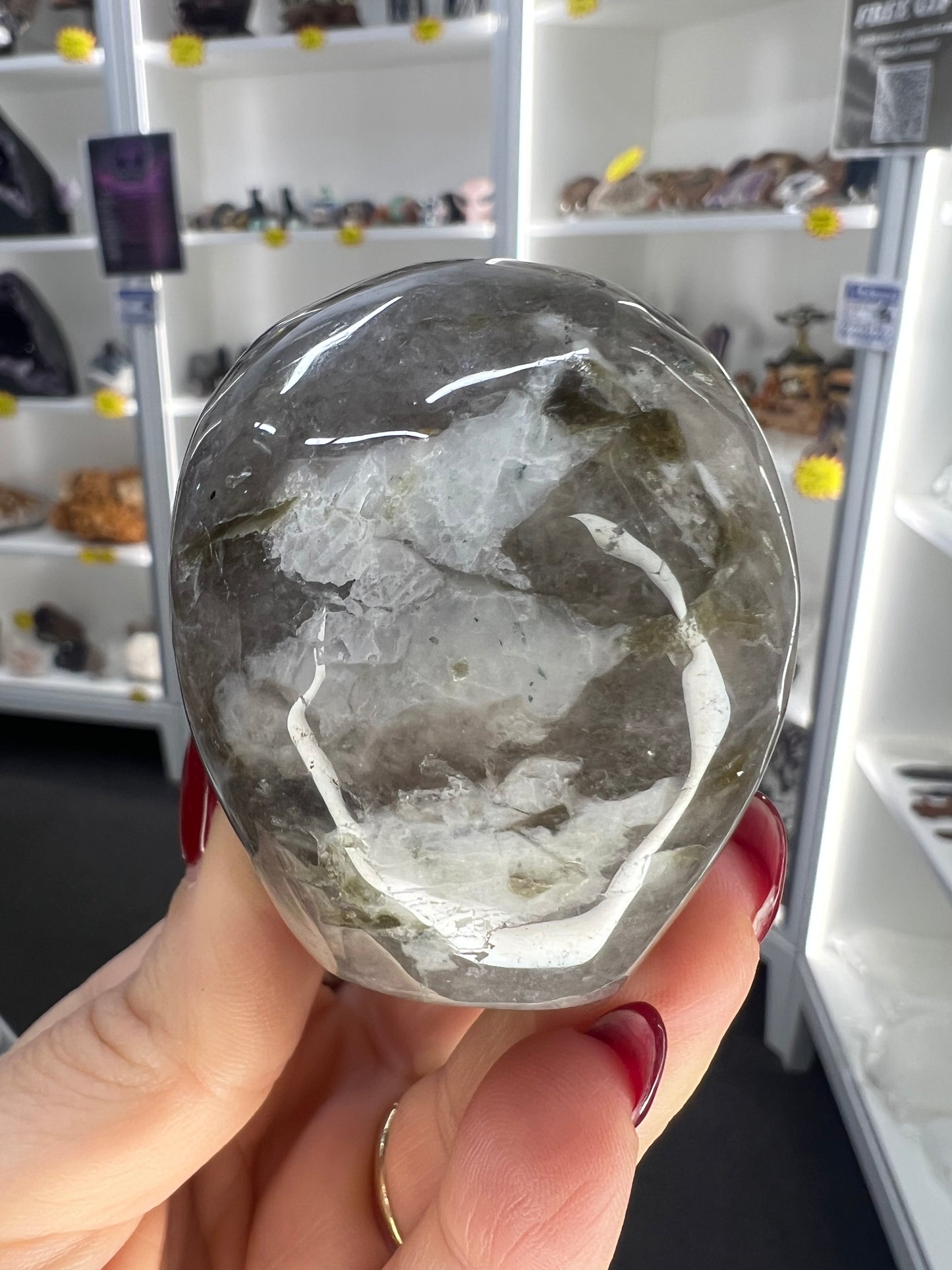 Smoky Quartz with Green Mica Skull