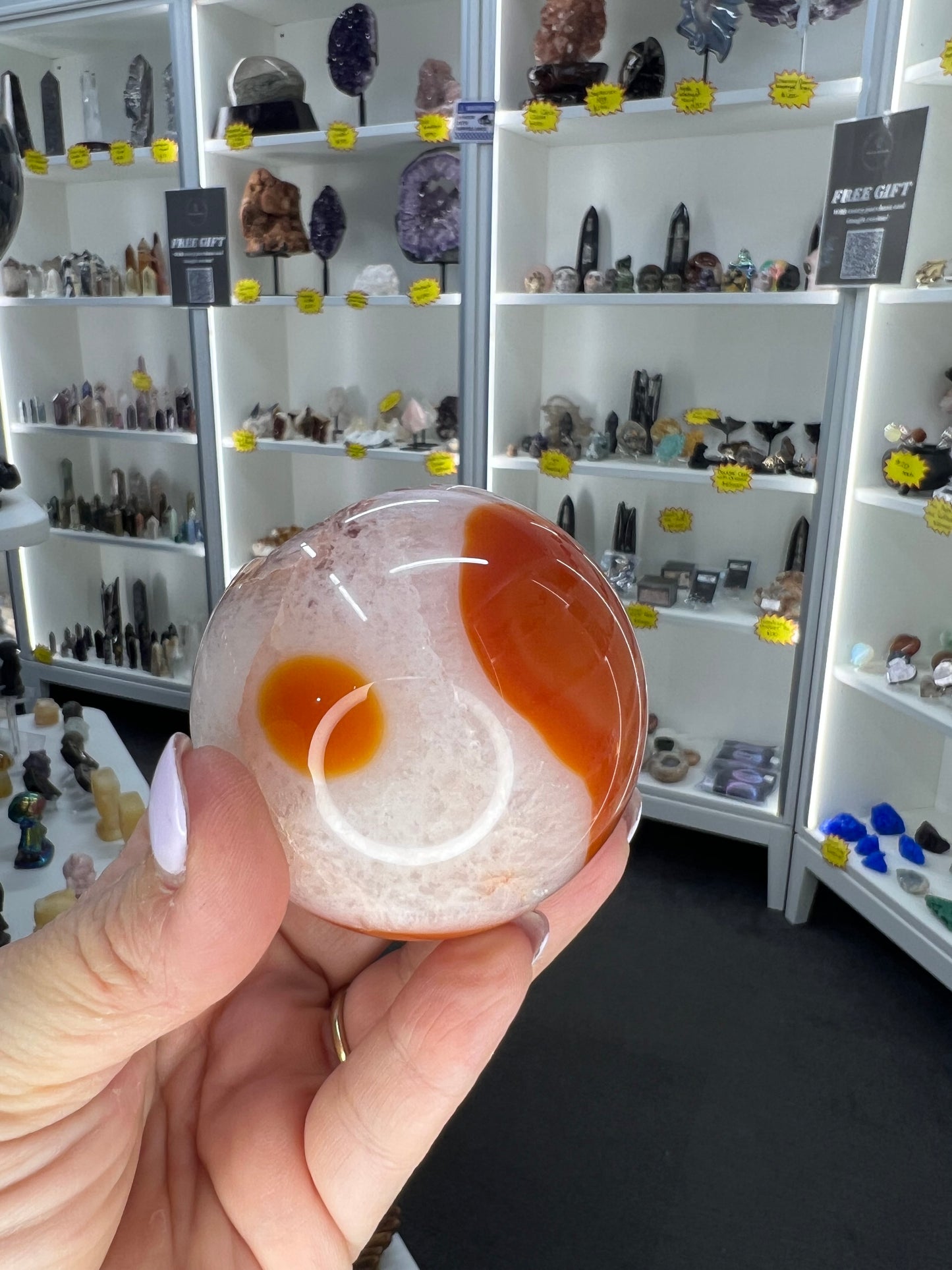 Druzy Carnelian Sphere with Stand