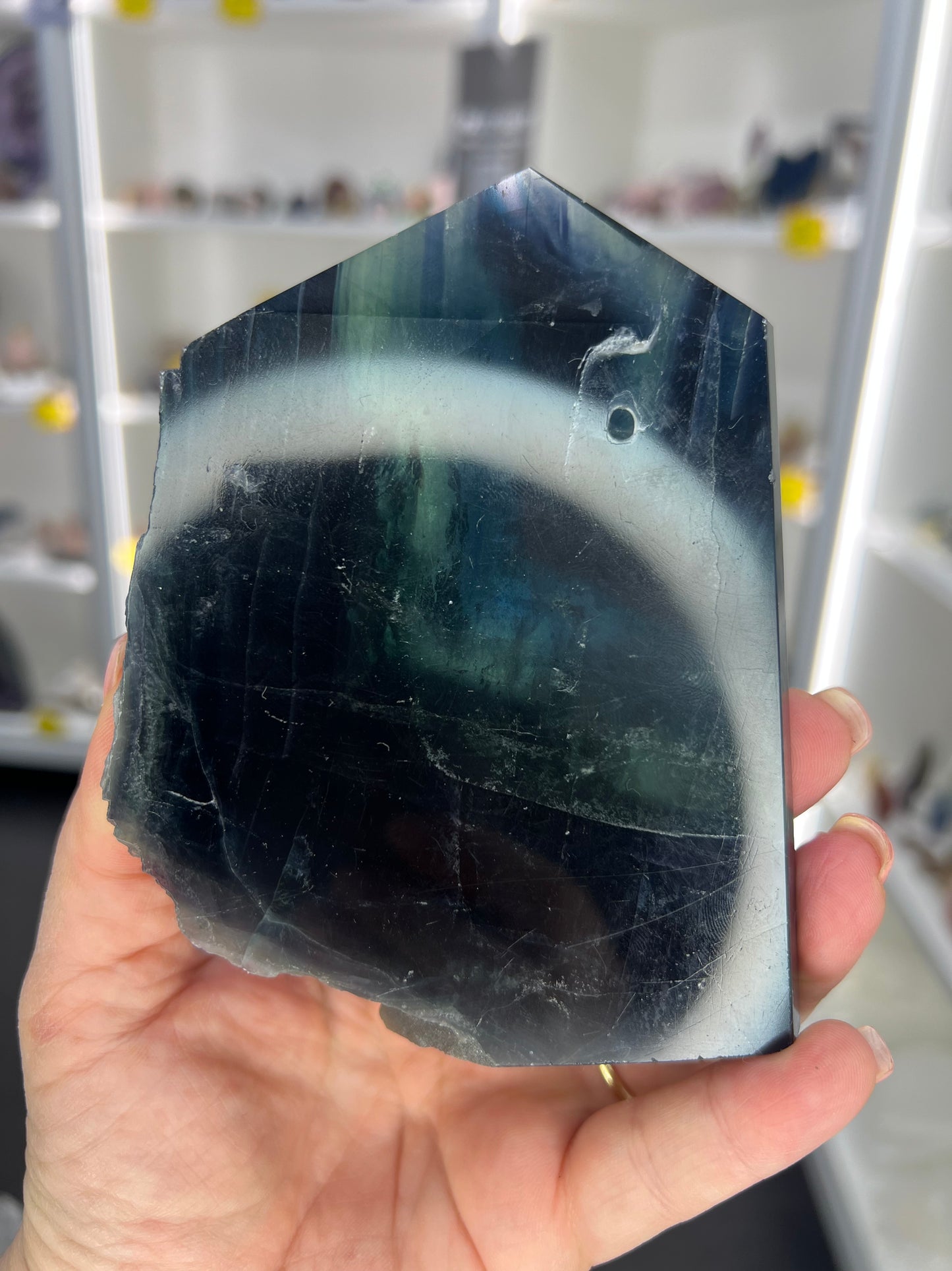 Black Fluorite Tower/Slab (UV Reactive)
