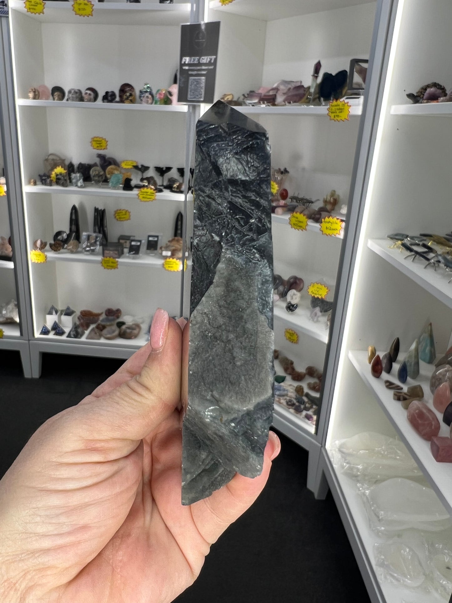 Black Fluorite Tower/Slab (UV Reactive)