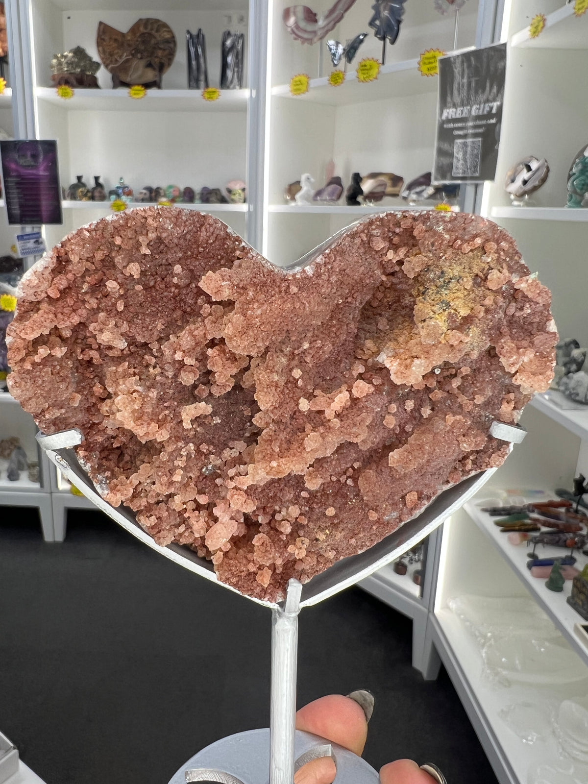 Pink Amethyst Heart on Stand